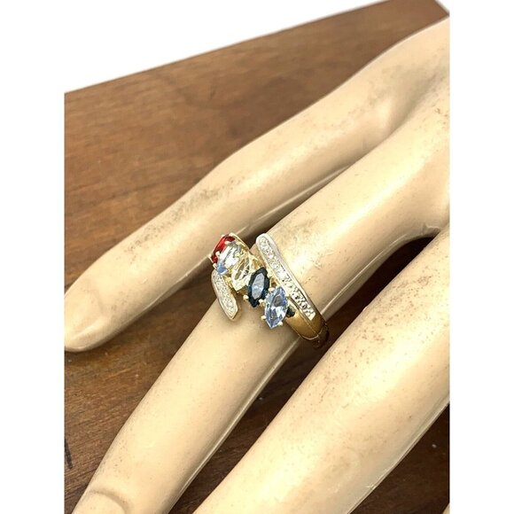 Cocktail Ring 10k Yellow Gold Multi Colored Stones Women's Jewelry Size 6 - Picture 13 of 14